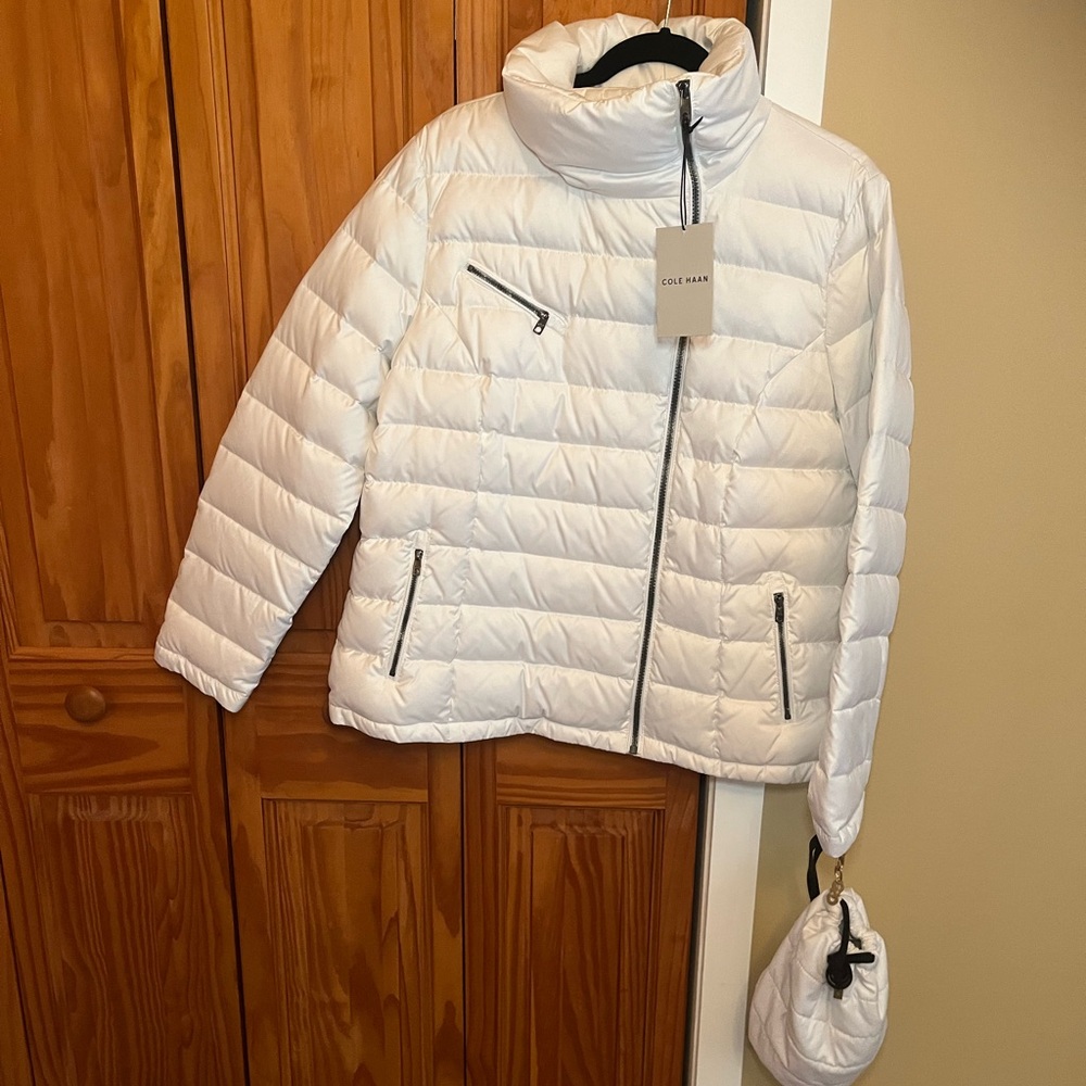 Cole Haan Women's Quilted White Down Puffer Jacket